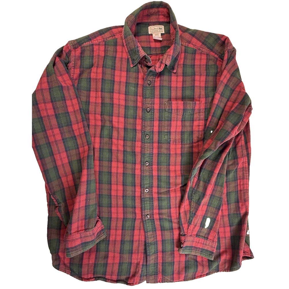 LL Bean flannel shirt red green scotch plaid XL Classic Hiking Grandpacore